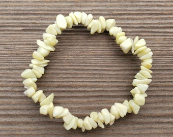 LIGHT SERPENTINE Natural Stone Gemstone Stretchy Chip Bracelet
