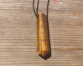 TIGER EYE Crystal Point Pendant Witth Adjustable Cord Stone Natural Gemstone