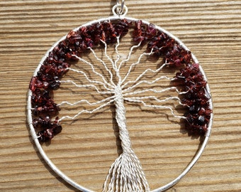 Natural GARNET Tree Of Life Large Suncatcher Decoration Stone Gemstone