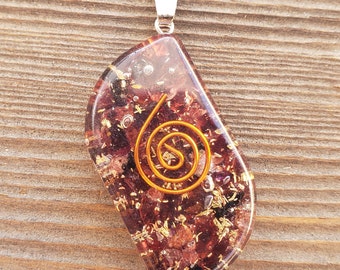 ORGONE GARNET Gemstone Eye Shaped Pendant Orgone (One)