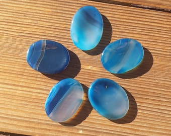 BLUE ONYX Worry Stone Natural Stone Hand Carved Gemstone Worry Stone