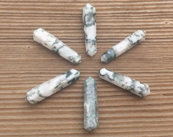 NATURAL TREE AGATE Double Terminated Gemstone Crystal Pencil Point (One)