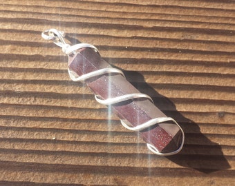 RED TIGER EYE Spiral Wire Wrapped Pencil Point Pendant Gemstone