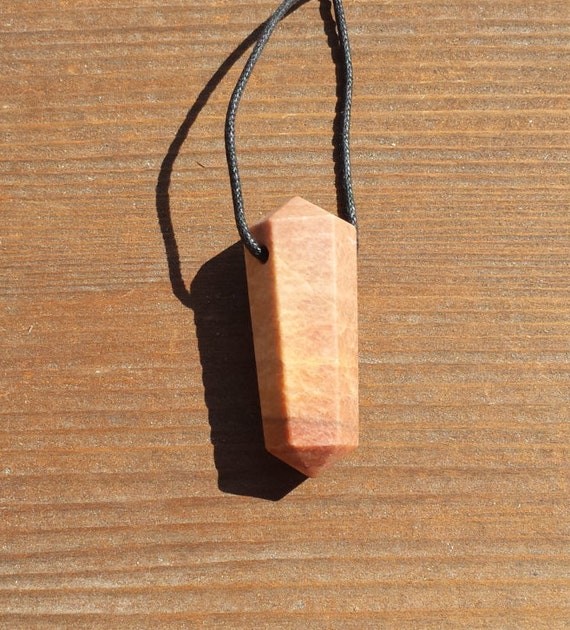 Peach Moonstone Heart Pendant with 28 adjustable black cord peach moonstone jewelry Peach Moonstone Necklace Healing Crystal Necklace