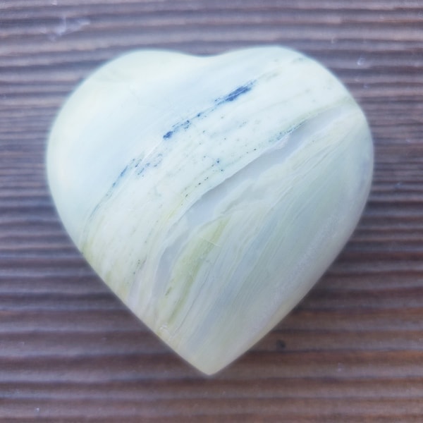 NATURAL SERPENTINE Gemstone Puffy Heart 40-45mm