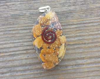 ORGONE YELLOW JASPER Gemstone Eye Shaped Pendant Orgone (One)