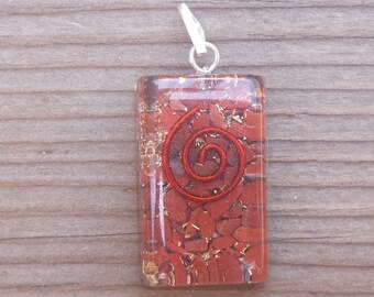ORGONE RED JASPER Gemstone Rectangle Pendant Orgone (One)