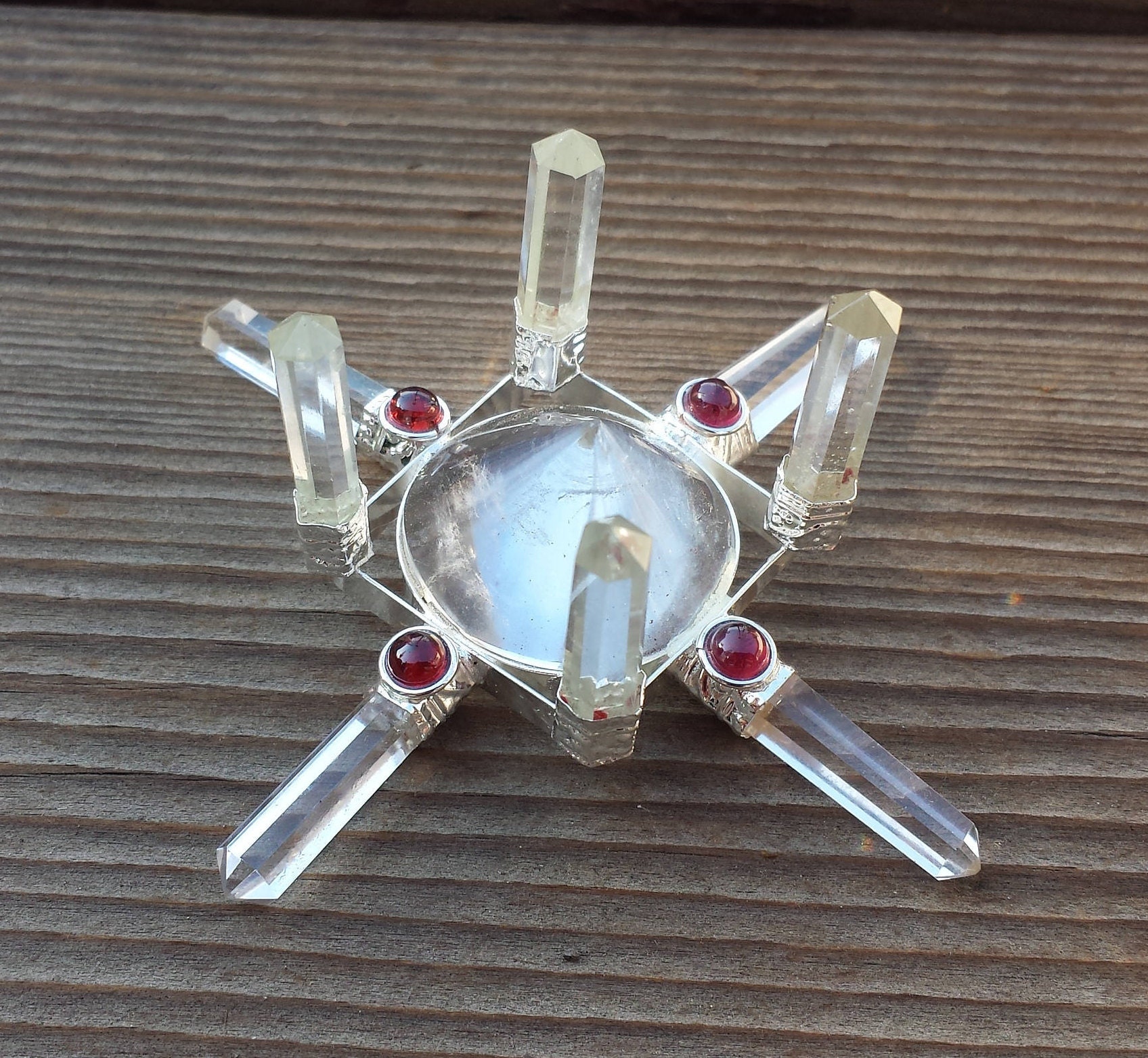 BLACK TOURMALINE ANTENNA ENVIRONMENT GENERATOR WITH GARNET ACCENTS BLACK TOURMALINE ANTENNA ENVIRONMENT GENERATOR WITH GARNET ACCENTS