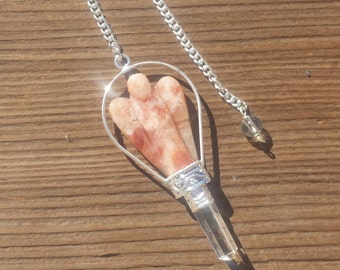 Natural SUNSTONE Gemstone Angel Basket Pendulum