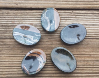 BLUE TIGER EYE Worry Stone Natural Stone Hand Carved Gemstone Worry Stone