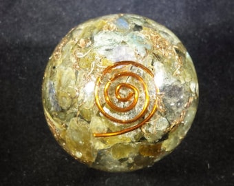 Medium (40-50mm) LABRADORITE Orgone Gemstone Sphere Orgone Sphere