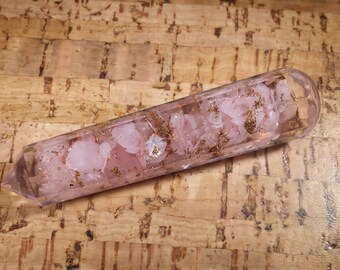 ORGONE ROSE QUARTZ Faceted Gemstone Massage Wand Stone Crystal Wand