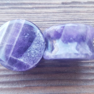 Pair of Real AMETHYST Flat Plugs Gauges Body Jewelry Double Flared - Pick Size