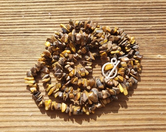 TIGER EYE Natural Stone Gemstone 30" Chip Necklace