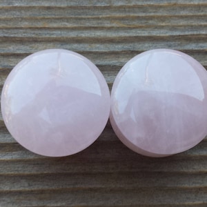 Pair of Real ROSE QUARTZ Plugs Gauges Body Jewelry Double Flared - Pick Size
