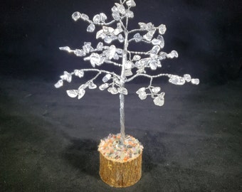 Natural CLEAR QUARTZ Gemstone Chip Tree With 100 Stones Crystal Tree Of Life