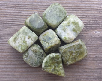 Six (6) VASONITE (VESUVIANITE)  TUMBLED Stones Medium/Large Natural Tumble Stones
