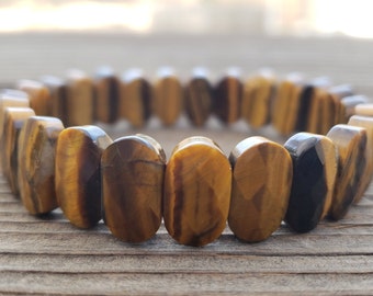 CHUNKY BRACELET Tiger Eye Type 6 Gemstone Stretchy Bracelet