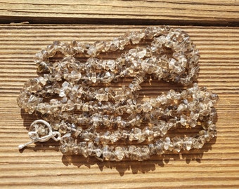 SMOKEY QUARTZ Natural Stone Gemstone 30" Chip Necklace