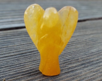 1" GOLDEN QUARTZ ANGEL Natural Handcarved Stone Gemstone