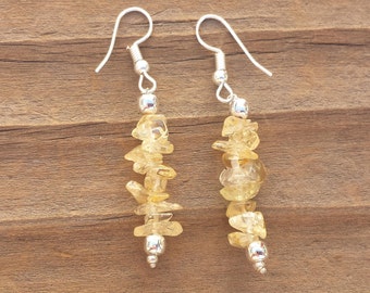 Natural CITRINE Handmade Gemstone Chip EARRINGS