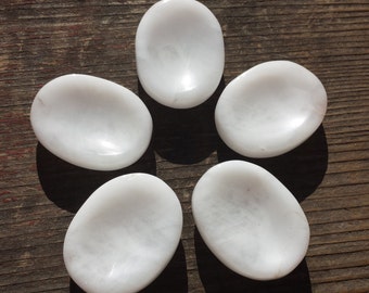 WHITE AGATE Worry Stone Natural Stone Hand Carved Gemstone Worry Stone