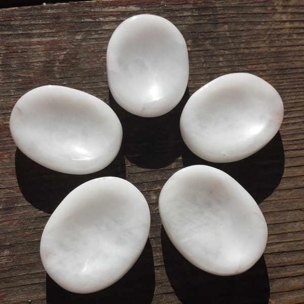 WHITE AGATE Worry Stone Natural Stone Hand Carved Gemstone Worry Stone