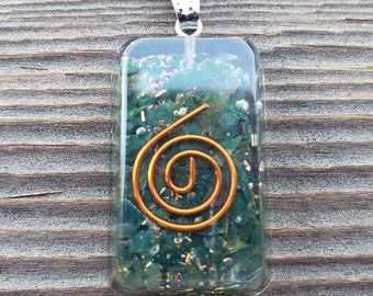 ORGONE BLOODSTONE Gemstone Rectangle Pendant Orgone (One)