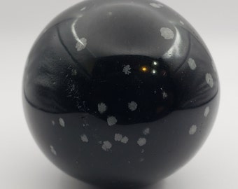 LARGE SNOWFLAKE OBSIDIAN Sphere Natural Stone Hand Carved Gemstone Sphere 58mm[42]