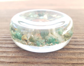 ORGONE JADE Gemstone Sphere Stand And Worry Stone