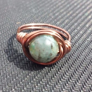 WIRE WRAPPED RING Kyanite in Antiqued Copper Handmade