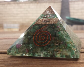 Extra Large (70-75mm) RUBY IN FUCHSITE Orgone Gemstone Pyramid X-Large Pyramid Orgone