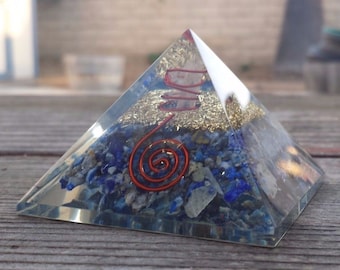 Extra Large (70-75mm) LAPIS LAZULI STONE Orgone Gemstone Pyramid X-Large Pyramid Orgone