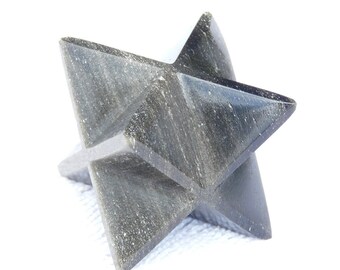 Large (50mm) GOLD OBSIDIAN Natural Gemstone Merkaba Star (One)
