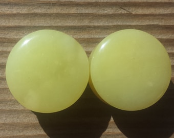 RARE! Pair of Real LEMON JADE Plugs Gauges Body Jewelry Double Flared - Pick Size