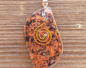 ORGONE MAHOGANY OBSIDIAN Gemstone Eye Shaped Pendant Orgone (One)