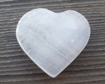 NATURAL SELENITE Gemstone Puffy Heart 30-35mm