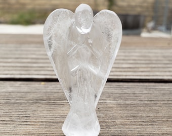 2" CLEAR QUARTZ ANGEL Natural Handcarved Stone Gemstone