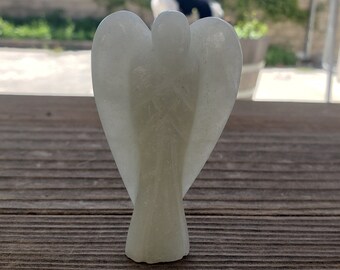 3" PRASIOLITE ANGEL Natural Handcarved Stone Gemstone