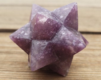 LARGE 12 Point GEMSTONE MERKABA Star Natural Lepidolite  (One)