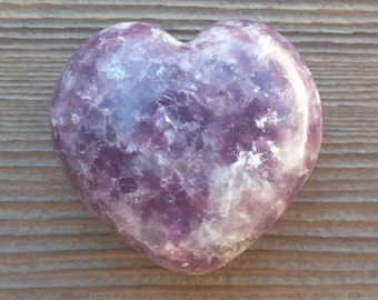 Large NATURAL LEPIDOLITE Gemstone Puffy Heart 60-70mm
