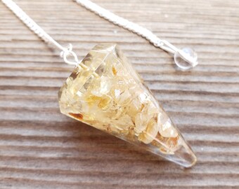 ORGONE CITRINE Gemstone Faceted Orgone Pendulum