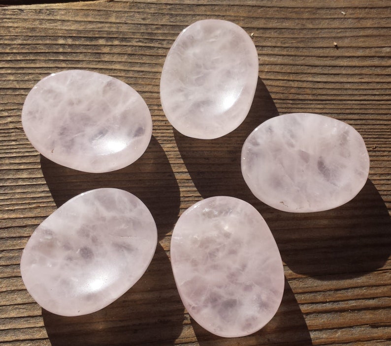 ROSE QUARTZ Worry Stone Natural Stone Hand Carved Gemstone Worry Stone image 2