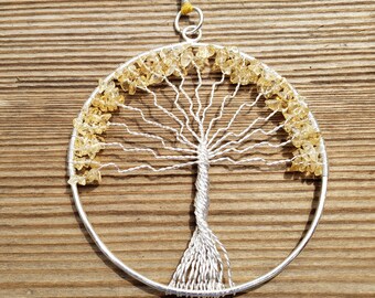 Natural CITRINE Tree Of Life Large Suncatcher Decoration Stone Gemstone