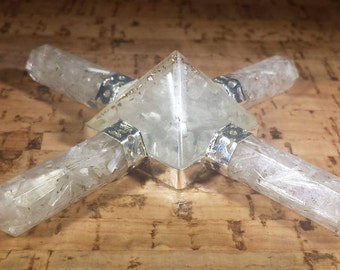 SELENITE ORGONE 4 Point Gemstone Energy Generator