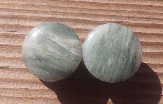 RARE! Pair of Real GREEN LINE Jasper Plugs Gauges Body Jewelry Double Flared - Pick Size
