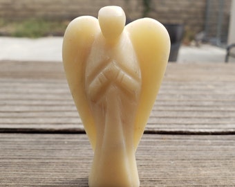 3" YELLOW JADE ANGEL Natural Handcarved Stone Gemstone