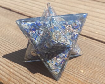 Extra Large (80-85MM) LAPIS LAZULI Orgone Gemstone Merkaba Star (One)
