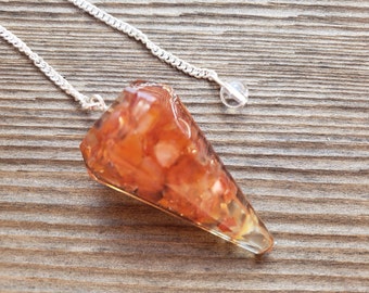 ORGONE CARNELIAN Gemstone Faceted Orgone Pendulum