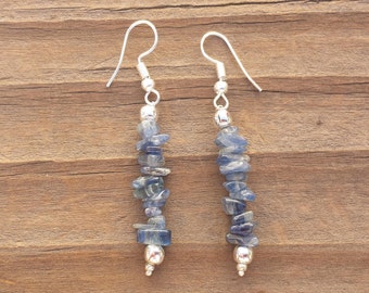 Natural KYANITE Handmade Gemstone Chip EARRINGS